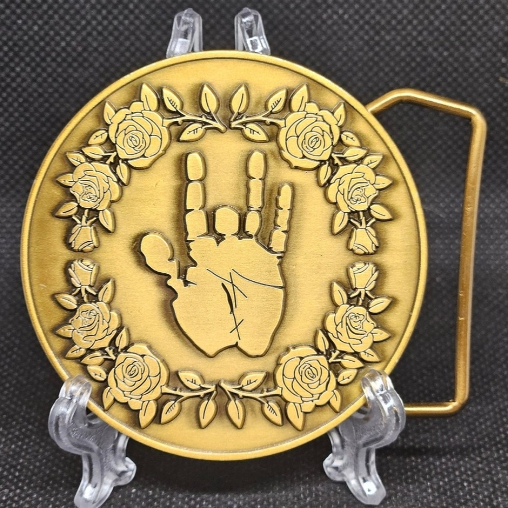 Grateful Dead Garcia Tribute 2.5" Gold Tone Handprint Belt Buckle